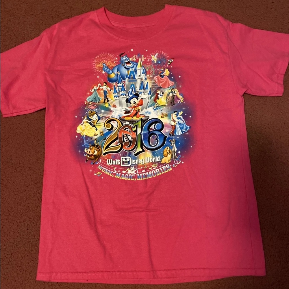 Disneyland Walt Disney World Hanes T-Shirt Pink Music Magic Memories Size L